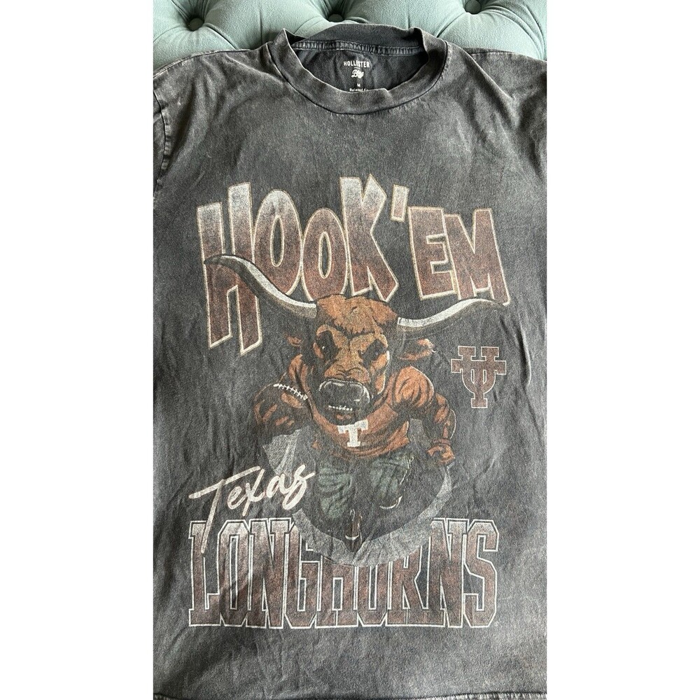 Hollister Co. Texas Longhorns Hook Em Graphic T-Shirt Size Medium M - Picture 2 of 4